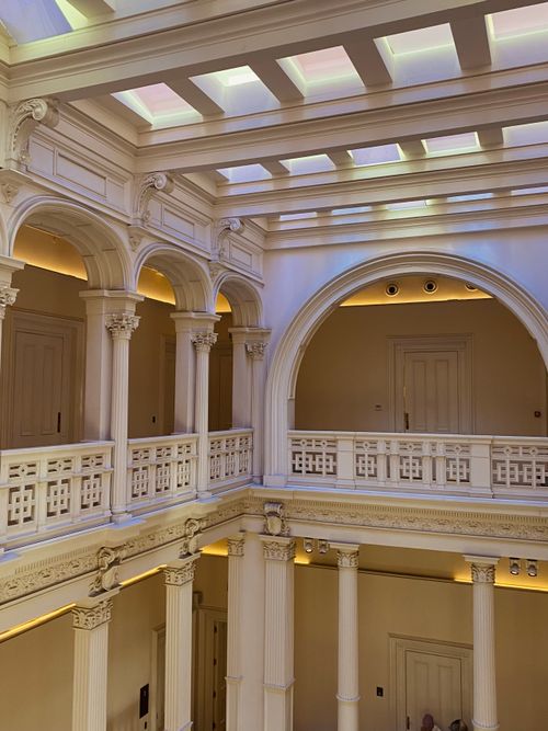 Free A stunning view of the neoclassical interior architecture at Salt Galata, Istanbul, Turkey. Stock Photo