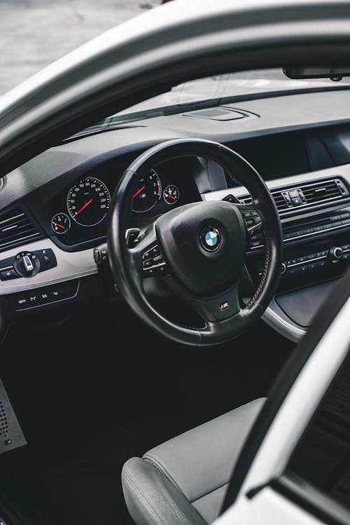 Free Steering Wheel in BMW Stock Photo