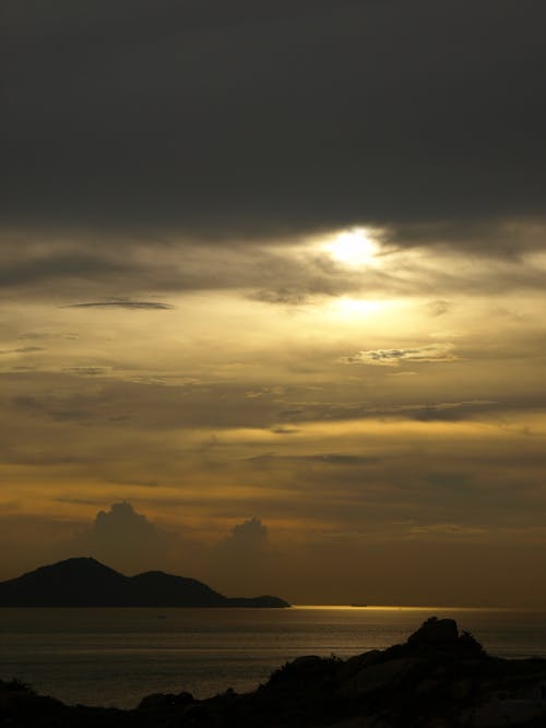 Silhouette of Mountain during Sunset