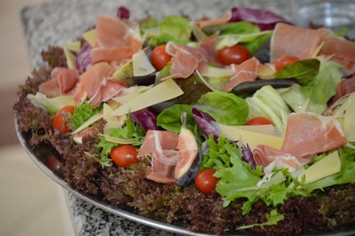 Vegetable Salad on Stainless Steel Plate