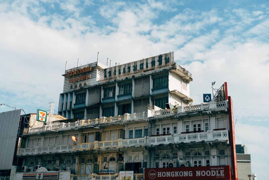 Modern exterior of Bumrungrad International Hospital in Bangkok, Thailand