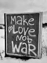 A Wooden Sign with Anti War Message