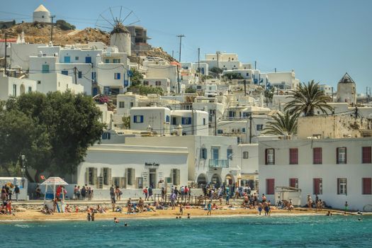 Private beach club table (Nammos, Scorpios) — Mykonos