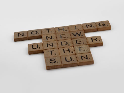 Brown Wooden Scrabble Tiles on White Background