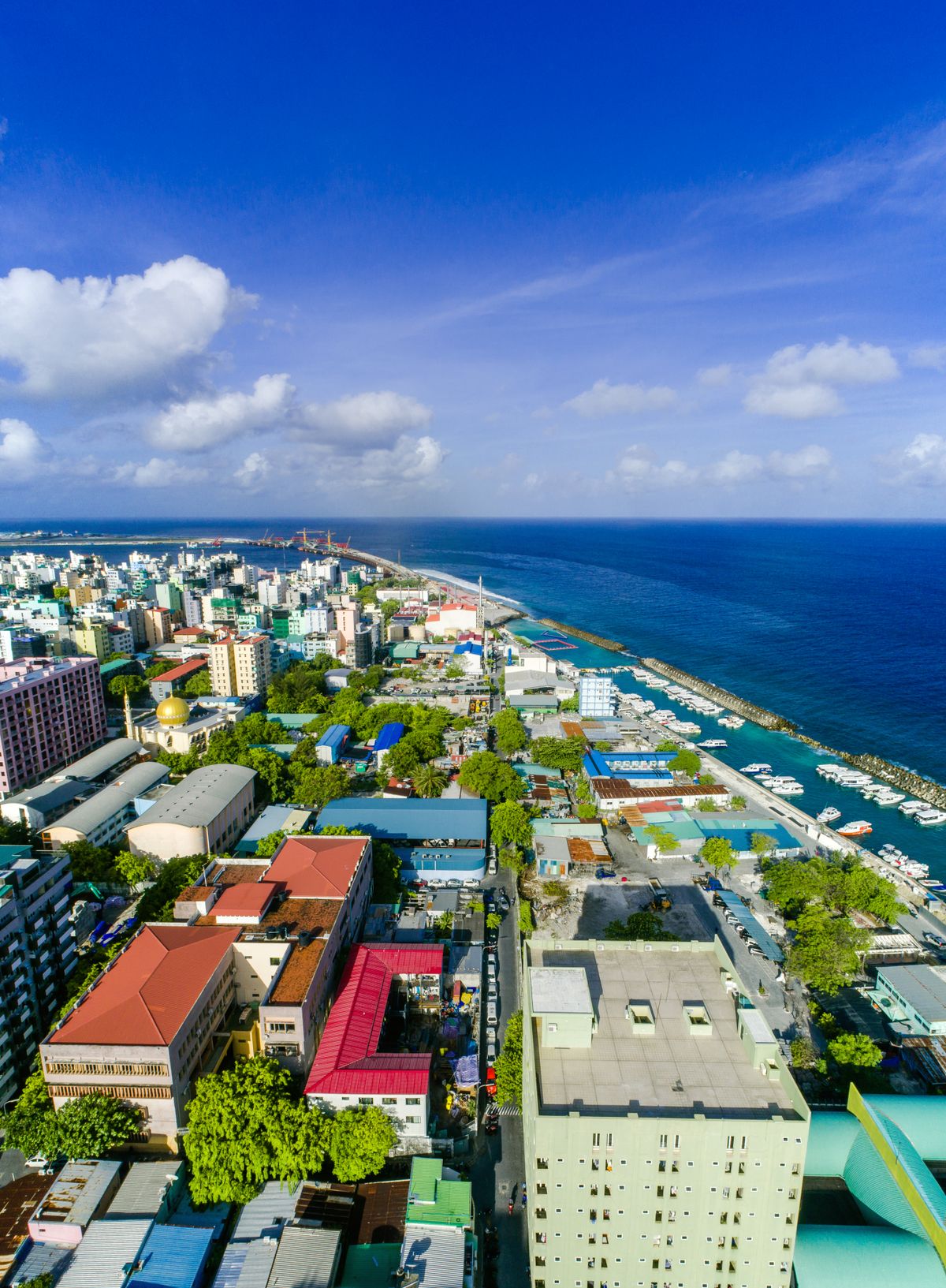 Maldive - Malé - clădiri dense pe malul oceanului