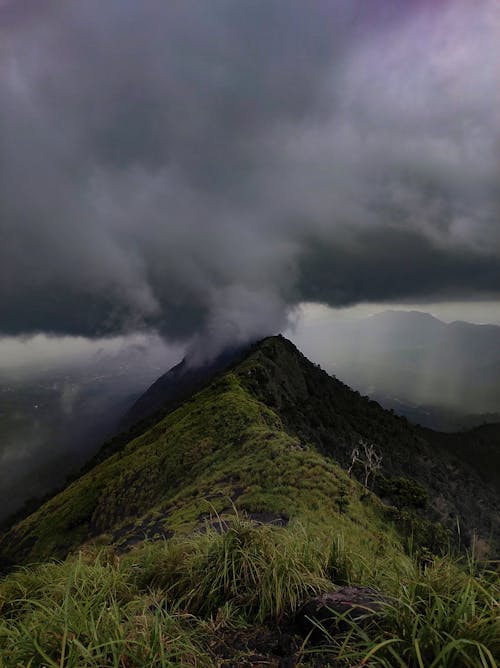 Green Mountain Under the Cloudy Sky