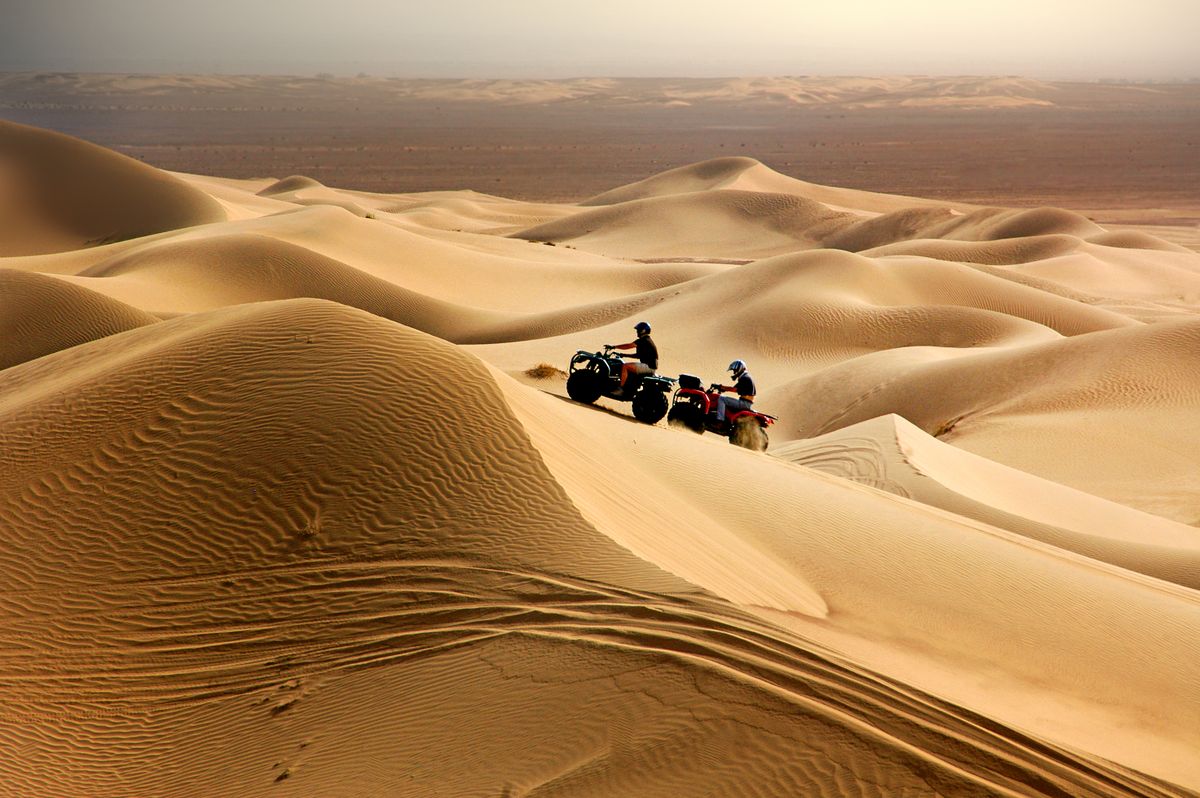 Quad bikes ready for a desert safari adventure