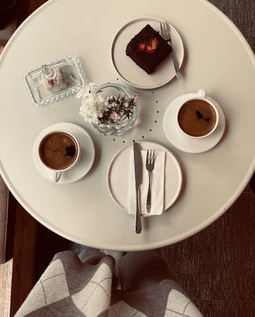 Free Breakfast Served on Round table Stock Photo