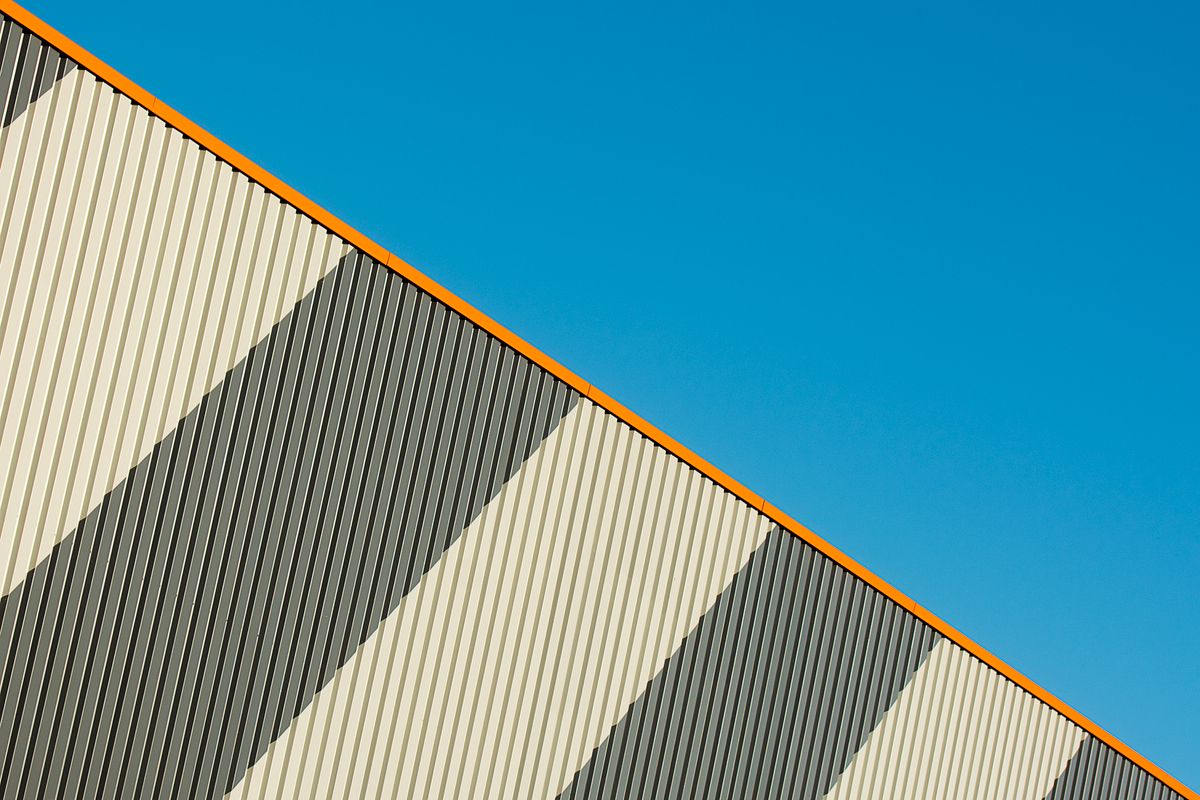 Corrugated metal roof on an industrial building