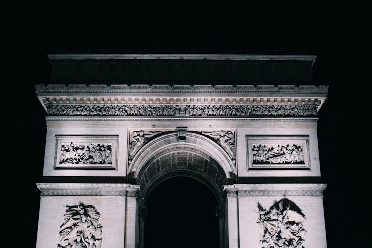 Arc De Triomphe Illuminated At Night