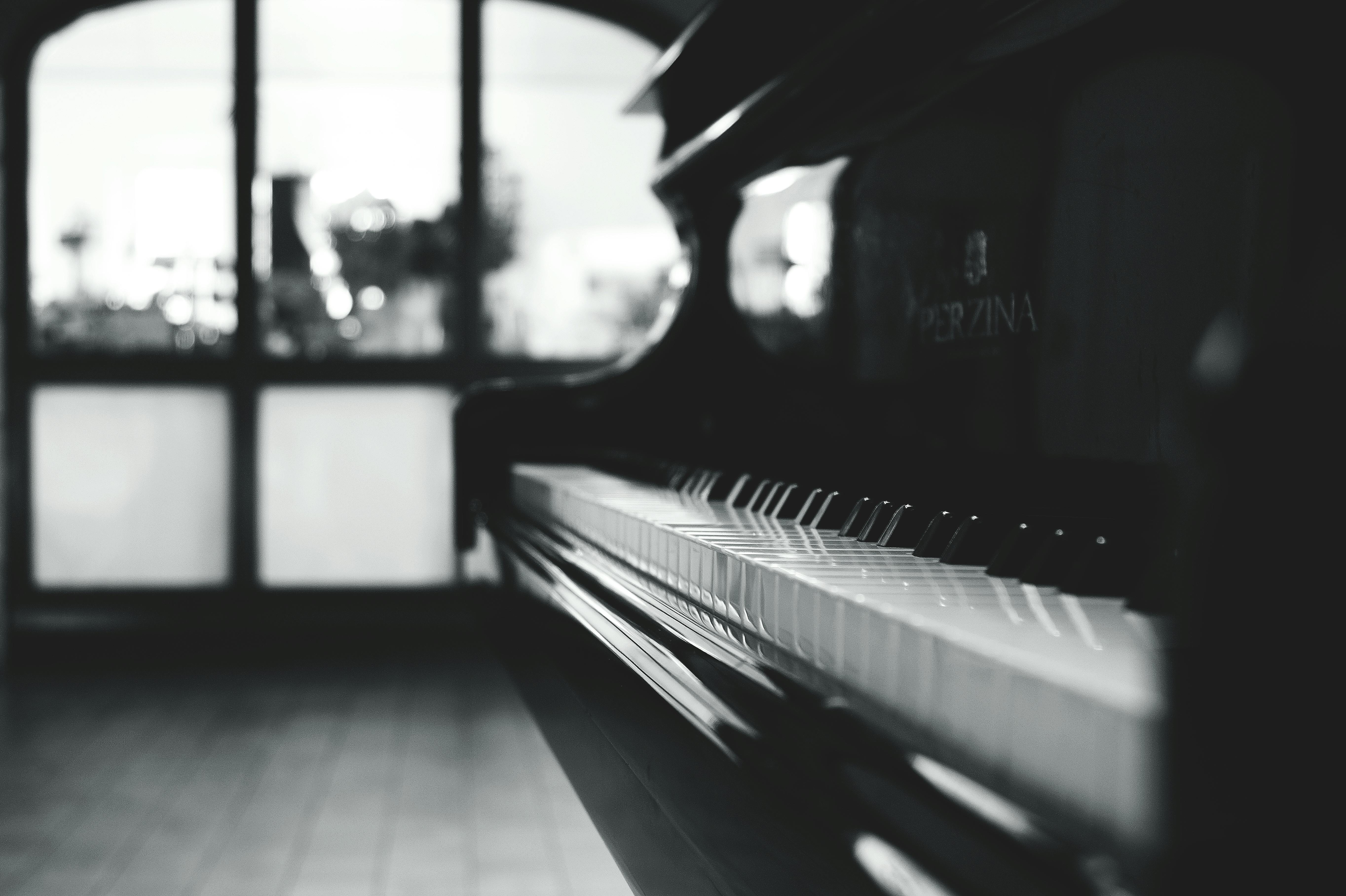 Black Grand Piano Gray Scale Photo · Free Stock Photo
