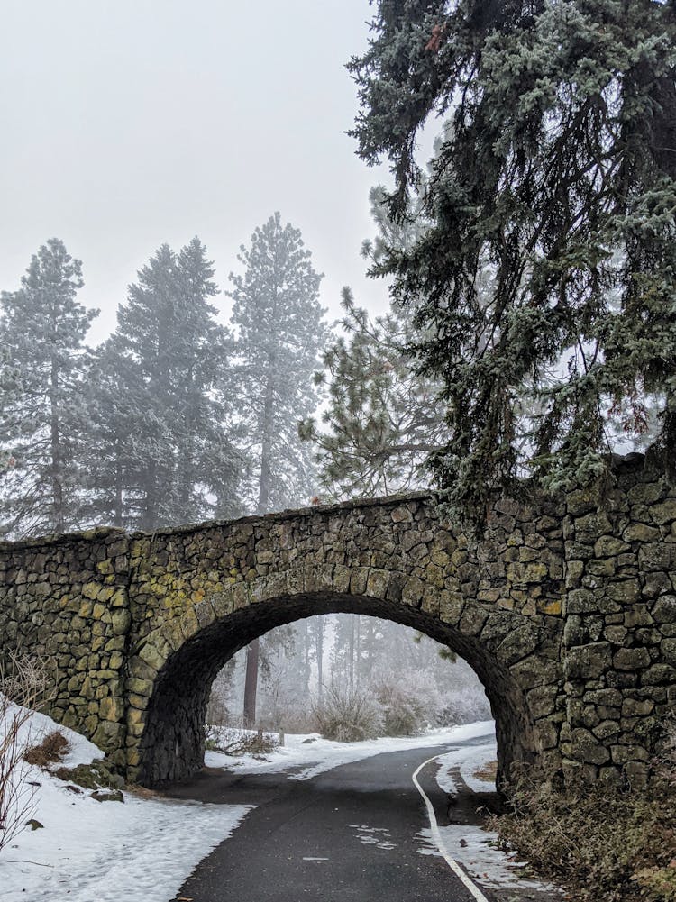 Medieval Arch On Asphalt Roadway