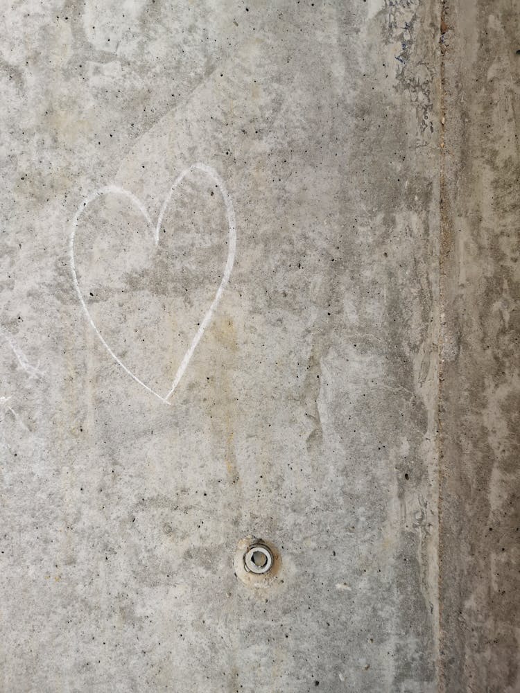 Heart Shape Drawing On Cement Wall