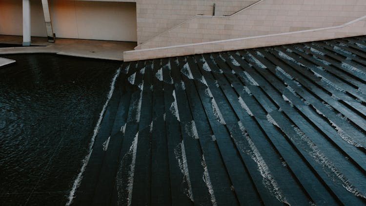 Terrace Fountain In A Louis Vuitton Foundation, Paris, France 