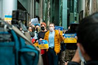 People in the Streets of Taiwan Showing Support for Ukraine