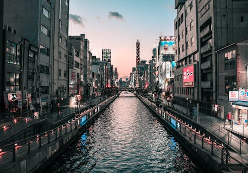 River With High-rise Buildings on the Sides