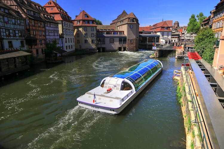 Luxury Boat Sailing On Canal