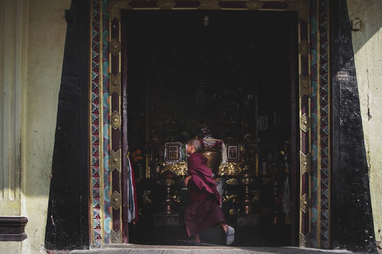 Little Monks Running In A Monastery 