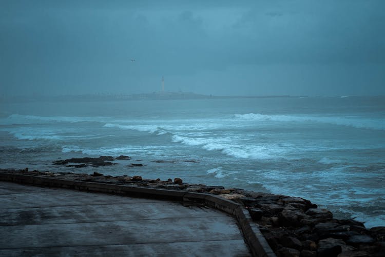 Crashing Waves On Breakwater