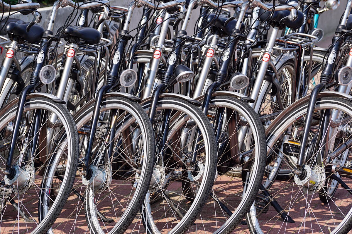 Row of bicycles parked at a rack