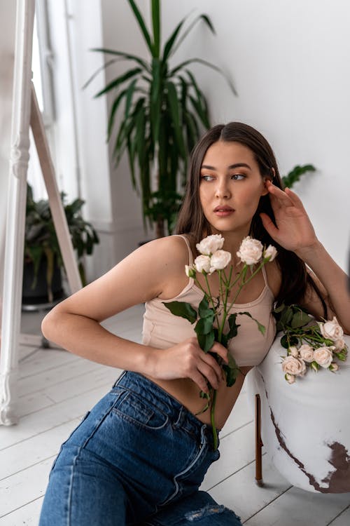 Woman Holding Flower