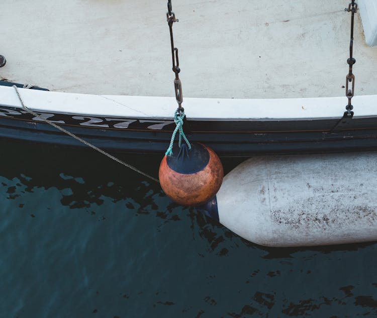 Round Boat Fender In Close Up Shot