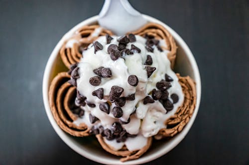 White Ice Cream With Chocolate Chips