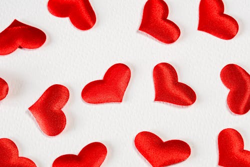 Red Hearts on White Background
