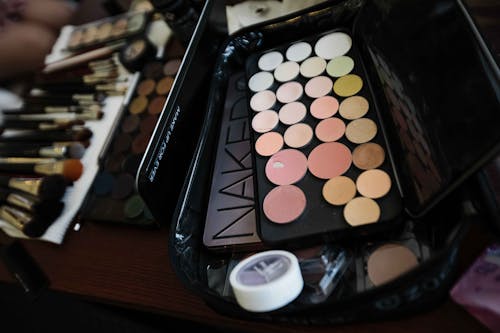 Eye Shadow Palette in a Makeup Bag