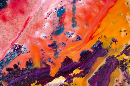 Free Dynamic abstract art piece with vivid hues of red, orange, and blue for creative inspiration. Stock Photo