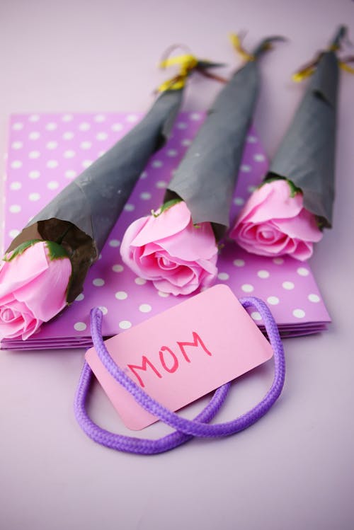 Pink Roses and a Gift Bag
