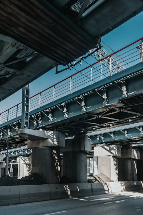 Steel Bridges Over Concrete Road