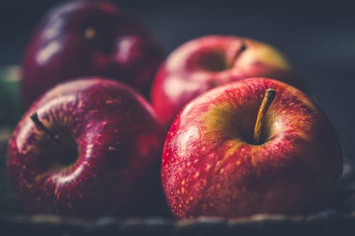 무료 4 개의 빨간 사과 과일 스톡 사진