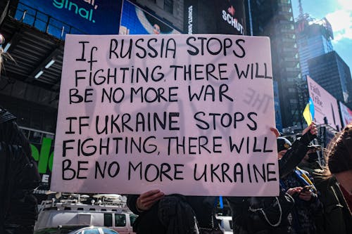 People Protesting in Favor of Ukraine