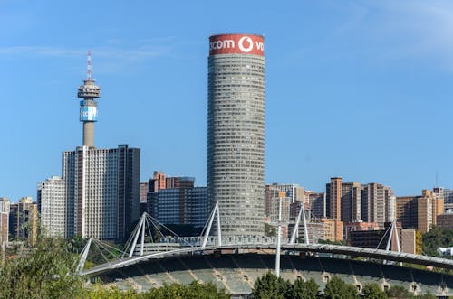 Free City Buildings with View of the Ponte City Apartments in Johannesburg, South Africa Stock Photo