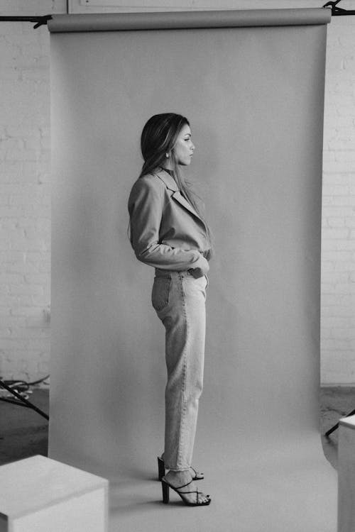 Woman Standing in Photo Studio