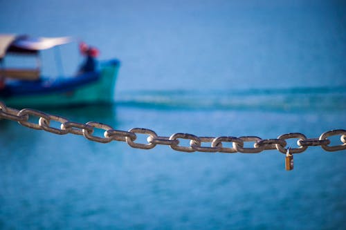 Free stock photo of blue, boat, chain