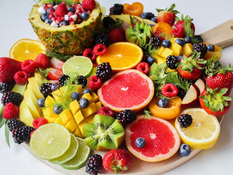 Sliced Fruits On Tray