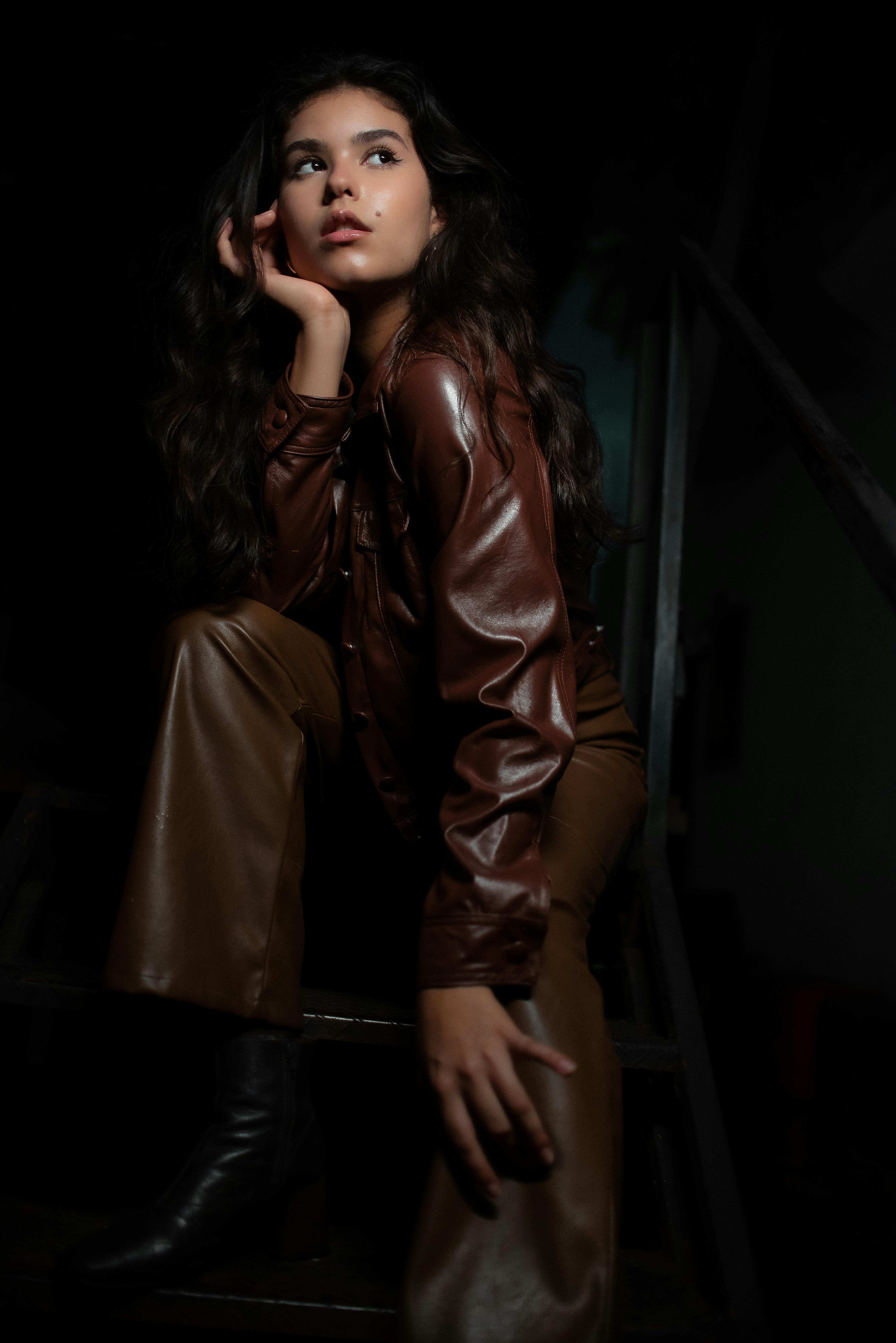 A Woman in Black Leather Jacket · Free Stock Photo