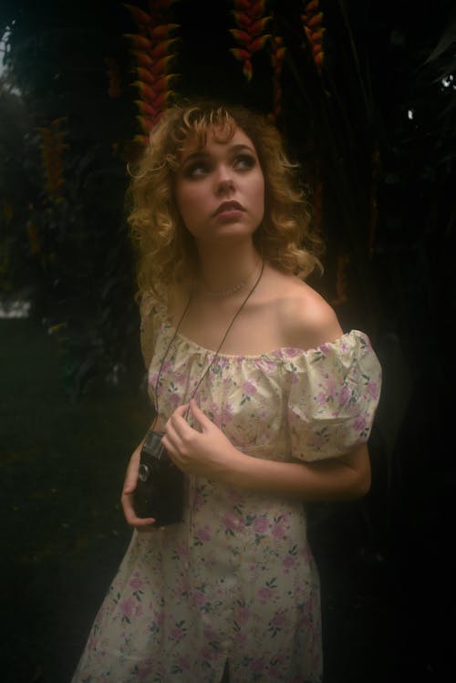 A Beautiful Woman in Floral Dress