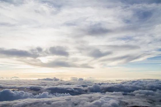 Sunrise above a sea of clouds at the Haleakala summit
