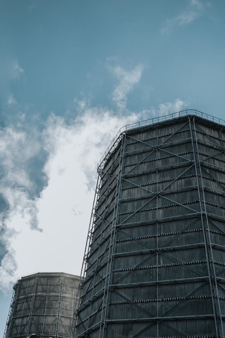 Cooling Towers At Industrial Power Plant