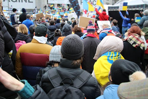People Doing a Rally Supporting Ukraine 