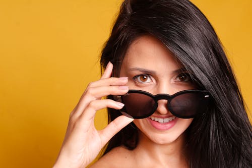 Free Smiling Woman Wearing Black Sunglasses Stock Photo