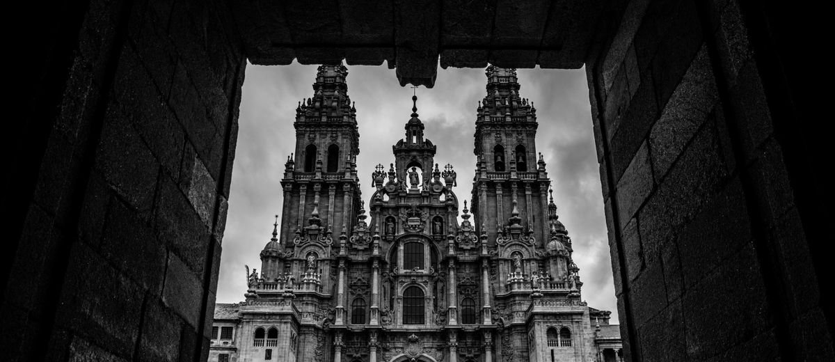 La catedral de Santiago de Compostela, en blanco y negro