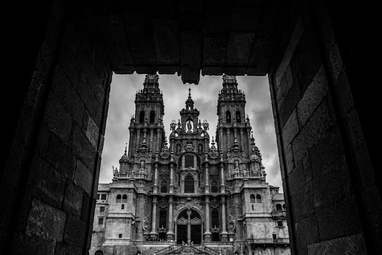 Grayscale Photo Of A Cathedral