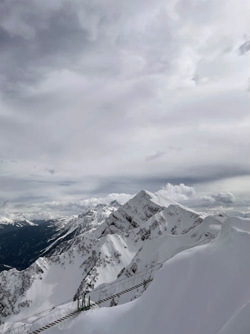 Snow Covered Mountain Under Cloudy Sky