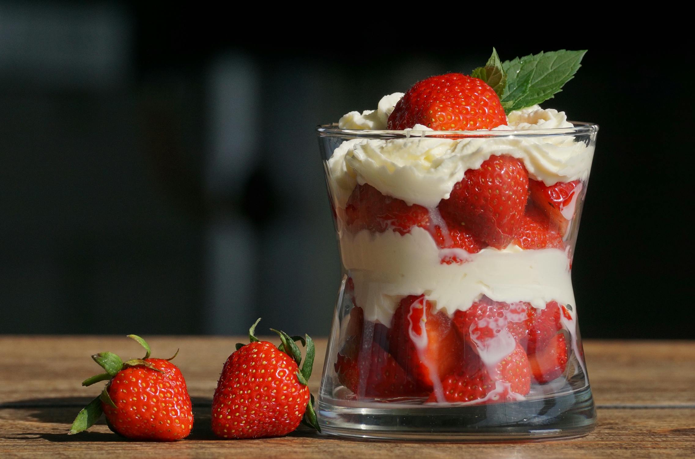 whipped cream and strawberries