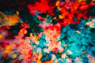 Red Blue and White Abstract Painting