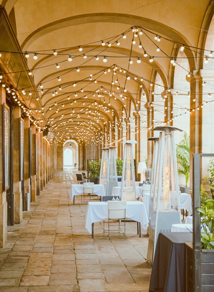 Illuminated Restaurant Interior 